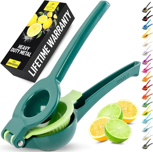 Miniatura 17 de Zulay Kitchen Exprimidor de limón 2 en 1 de metal, exprimidor de mano de extracción máxima resistente, exprimidor de limón que obtiene hasta