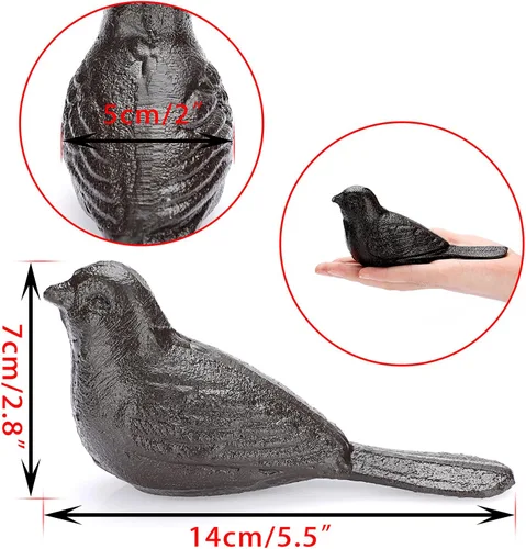 Miniatura 3 de Sumnacon 2 topes de puerta de hierro fundido para pájaros, tapones decorativos rústicos para puerta que evitan perforar agujeros, cuñas de puerta