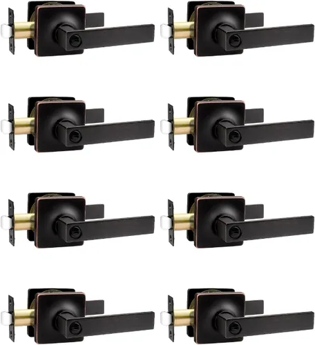Miniatura 19 de Mengico Paquete de 1 manija de puerta de paso interior negro mate, mango resistente sin bloqueo para puertas de armario y pasillo, reversible
