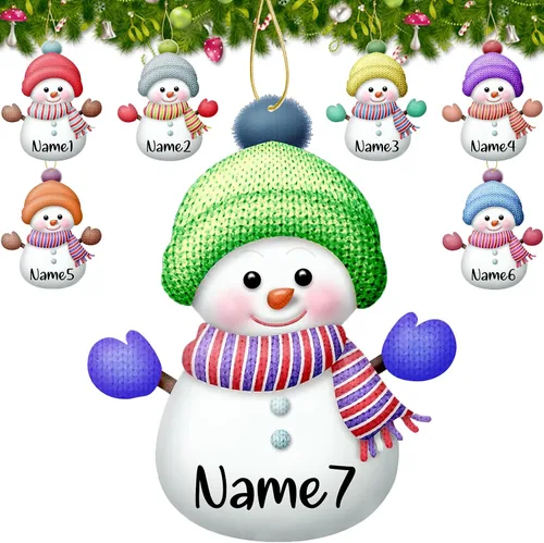 Miniatura 13 de 7 adornos de Navidad personalizados con nombre personalizado muñeco de nieve para árbol de Navidad, decoraciones colgantes regalos personalizados