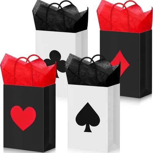 Outus 36 bolsas de regalo de fiesta de casino, 24 unidades, suministros de fiesta temática de casino, 8.3 x 6 x 3 pulgadas, bolsas de papel de