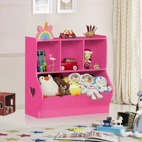 Miniatura 8 de Lerliuo Organizador de almacenamiento de juguetes para niños, estantería y estantería pequeña para niños, armario de almacenamiento de juguetes de 4
