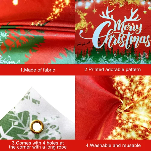 Miniatura 3 de KatchOn Cartel de Feliz Navidad extra grande – 72 x 44 pulgadas Fondo rojo de Navidad para decoraciones de fiesta Banner de letras iluminadas