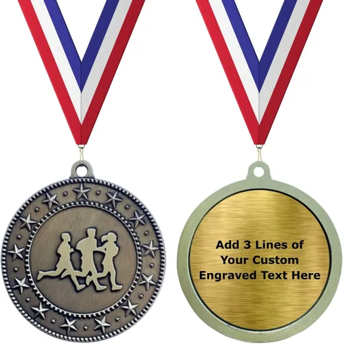 Miniatura 4 de Medallas Express - Paquete de 10 (o más) medallas de oro de 2 pulgadas con o sin grabado, nombres de texto personalizados grabados