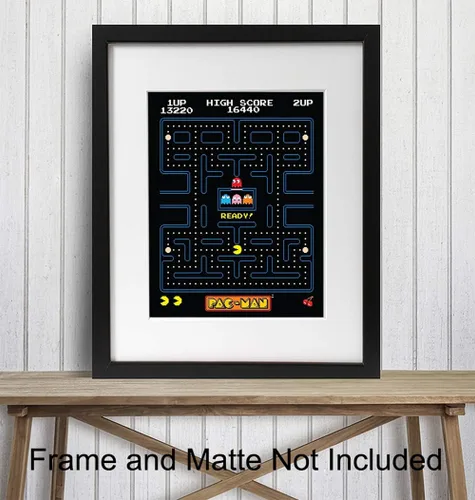 Miniatura 2 de YELLOWBIRD ART & DESIGN Pacman - Póster de juego de arcade, decoración de pared de 8 x 10 pulgadas, regalo único y genial para niños, hombres