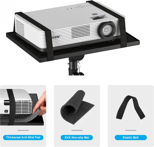 Miniatura 5 de Trípode ajustable para proyector, altura de laptop de 23.5 a 46.5 pulgadas con soporte para teléfono de cuello de cisne, piso para oficina, hogar