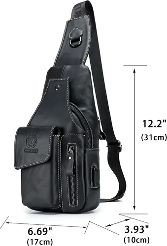 Miniatura 179 de LUKZIJAES Bolso bandolera de cuero genuino para hombre