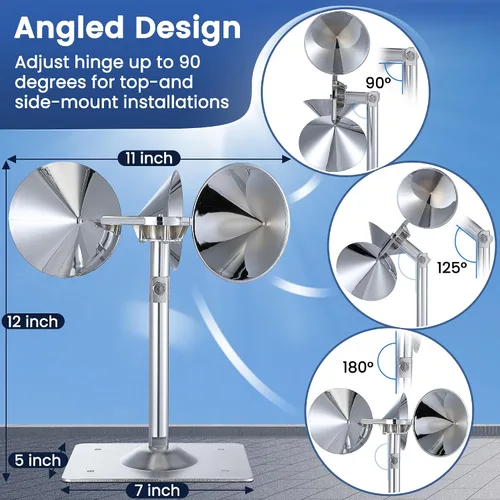 Miniatura 6 de 1 paquete de disuasión reflectante de pájaros giratorios, repelente de pájaros de aluminio alimentado por viento, dispositivos disuasorios