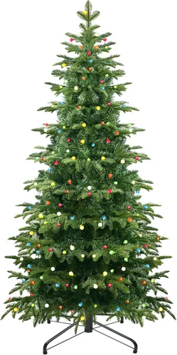 Miniatura 11 de BTU - Árbol de Navidad artificial plegable, 5 pies, 90 luces LED, escarcha, delgado, para el hogar, festividades, chimenea, fiestas, decoración