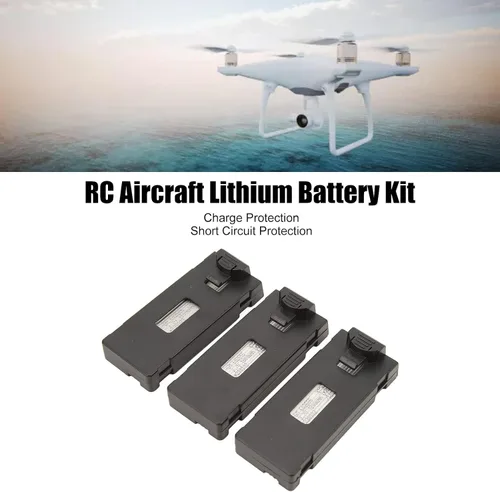 Miniatura 3 de FOSA Kit de batería de litio para aviones a control remoto, 3 piezas con juego de cables de carga de luz y portátil para E88 E88Pro LSE525 E525Pro