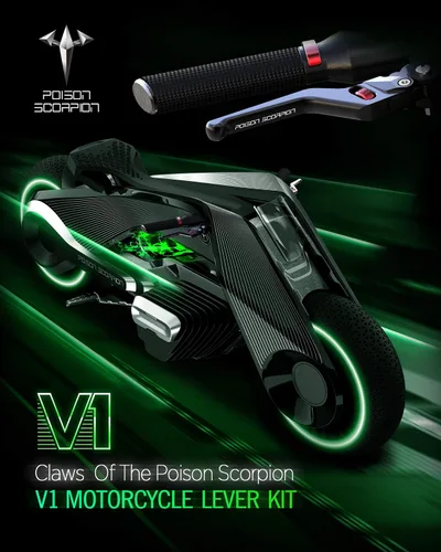 Miniatura 7 de POISON SCORPION - Palancas de embrague y freno ajustables CNC de rueda corta con rodillos, color negro, compatibles con YZF R3 2015-2025 / R25