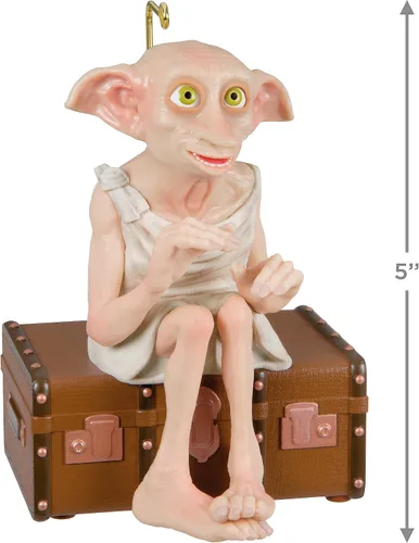 Miniatura 5 de Hallmark Keepsake Adorno de Navidad 2023, adorno de Harry Potter, Dobby the House-Elf con sonido y movimiento, regalos para los fanáticos de Harry