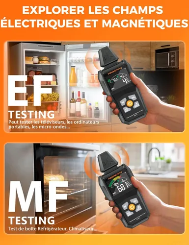 Miniatura 4 de Detector de radiación de medidor EMF, detector EMF ET01Pro, campo electromagnético 5 en 1 y detector de radiofrecuencia para uso doméstico