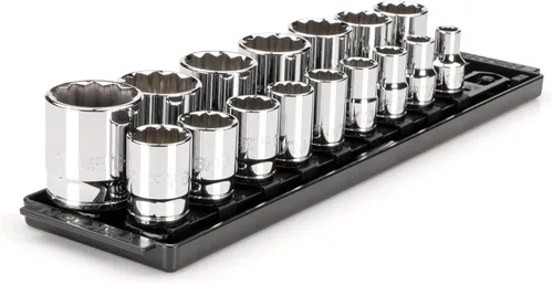 Miniatura 8 de TEKTON SHD92121 - Juego de llaves de vaso de 12 puntos con rieles y bandeja, 23 piezas (0.394-1.260 in)
