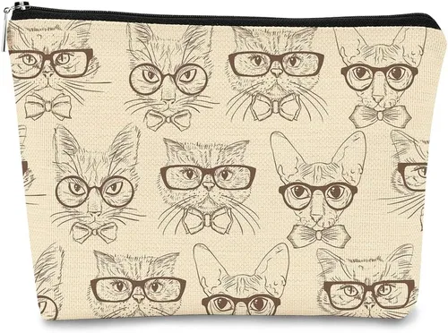Miniatura 11 de Regalos de Gatos - Pequeña bolsa de maquillaje, bolsa de cosméticos para amantes de los gatos, bolsa de maquillaje para adolescentes y mujeres, cat 1