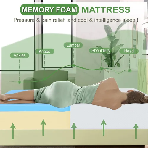 Miniatura 3 de Colchón de tamaño individual de 5 pulgadas de espuma viscoelástica de gel, colchón de firmeza media para dormir fresco y para alivio de la presión