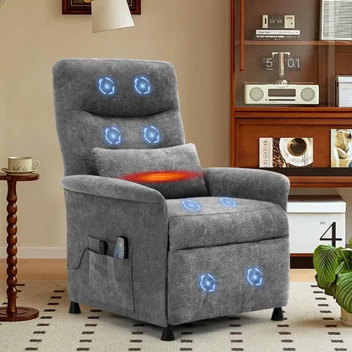 Miniatura 10 de Silla reclinable eléctrica para adultos con masaje de calor y vibración, sofá reclinable eléctrico con soporte lumbar, sillón reclinable ajustable
