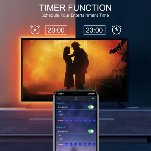 Miniatura 4 de Retroiluminación de TV, tira de luces LED RGB para computadora PC, 9.8 pies/9.8 ft detrás de TV, sincronización de música y función de temporizador