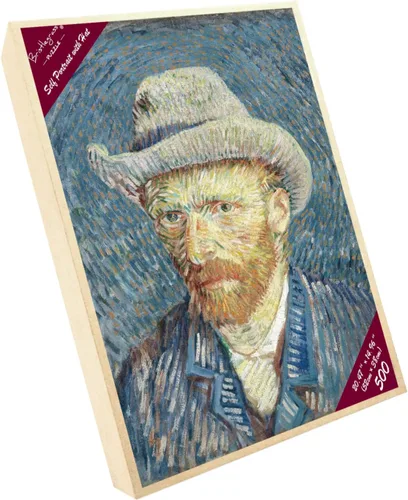 Miniatura 5 de Rompecabezas de madera de 500 piezas para adultos, pinturas famosas de Van Gogh, retrato con sombrero, retrato de Vincent Van Gogh en puntillismo