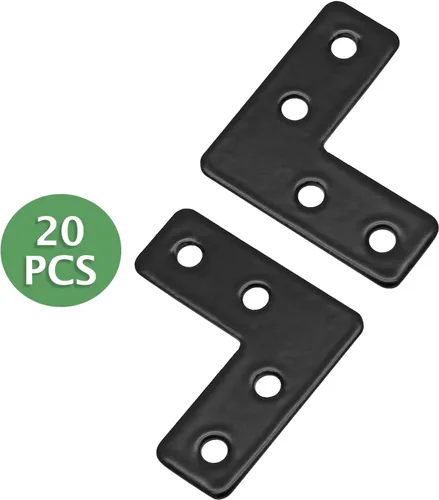 Miniatura 4 de Uenhoy 20 placas planas en forma de L de 1.575 in x 1.575 in (1.57 x 1.57 pulgadas), soporte de esquina plana de ángulo recto, negro