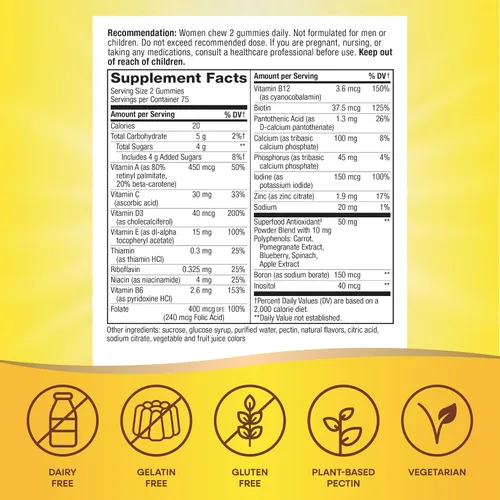 Miniatura 5 de Nature's Way Alive! Multivitaminas diarias de gomitas para mujer, 16 vitaminas y minerales, metabolismo energético*, piel y uñas, vegetariano, sabor