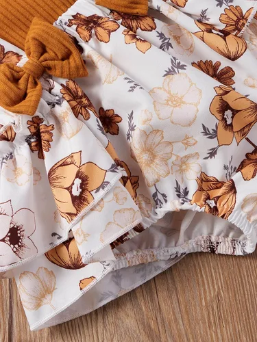 Miniatura 4 de Conjunto de ropa para bebé recién nacida, con volantes, manga corta, acanalada, para verano