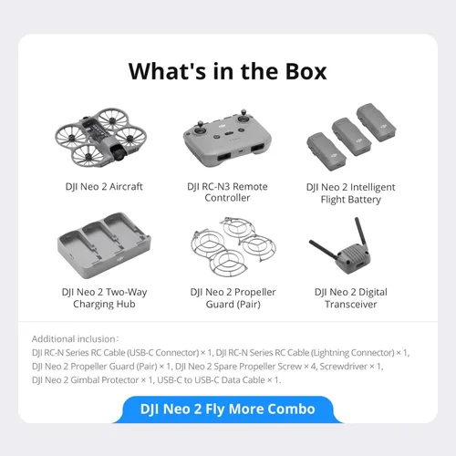 Miniatura 9 de DJI Neo 2 Combo Fly More con control remoto RC-N3, transmisión estable con transceptor digital, dron 4K para principiantes, 3