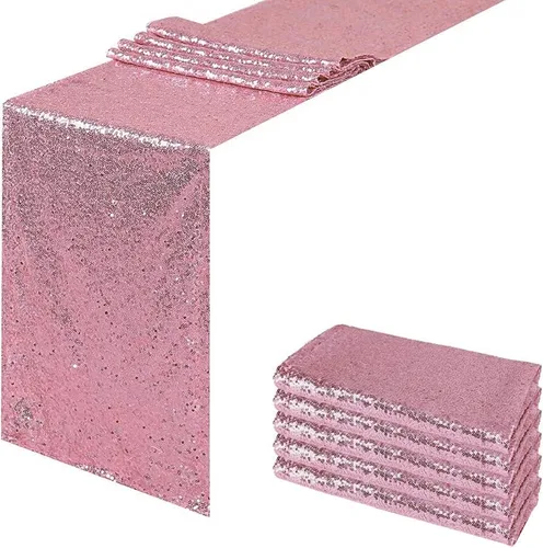 Miniatura 14 de JYFLZQ Camino de mesa de lentejuelas negras de 12 x 72 pulgadas, manteles de mesa de tela con lentejuelas negras brillantes - Caminos brillantes