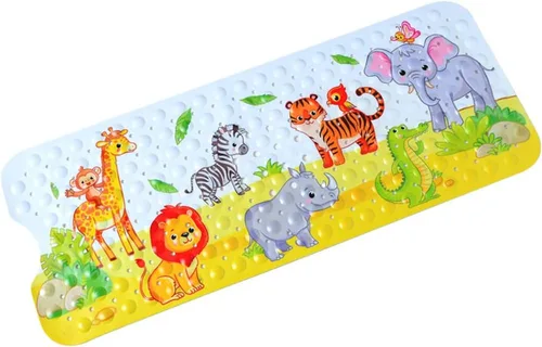 Miniatura 16 de Tapete de baño para bebé para niños, tapete antideslizante sin BPA para niños, tapete de dibujos animados antideslizante con ventosas y agujeros