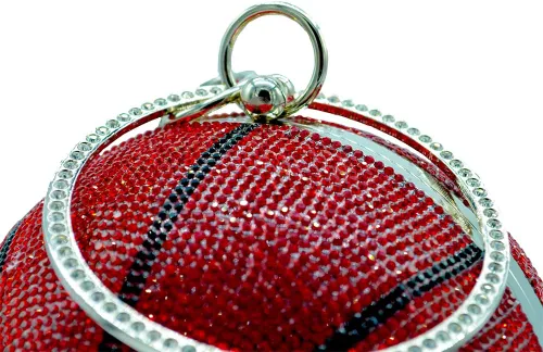 Miniatura 35 de UMREN Bolso cruzado con forma de baloncesto para mujer, con diamantes de imitación, bola redonda de cristal, bolso de mano para fiesta de boda