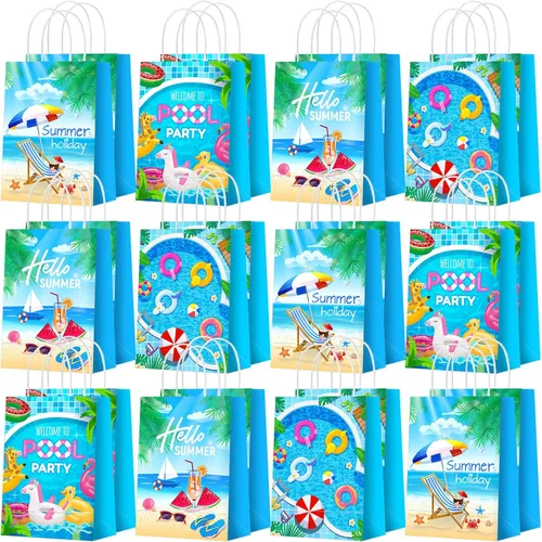 Miniatura 21 de Outus 24 piezas de bolsas de regalo de fiesta de mariposa, bolsas de golosinas de mariposa, bolsas de papel para regalos con mango, morado, azul
