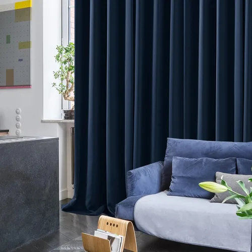 Miniatura 7 de Deconovo 2 paneles de cortinas opacas de protección de privacidad color azul marino con bloqueo de ruido negro con aislamiento térmico