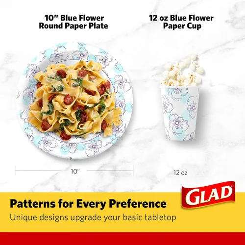 Miniatura 6 de Glad - Platos de papel desechables cuadrados para todas las ocasiones Azul