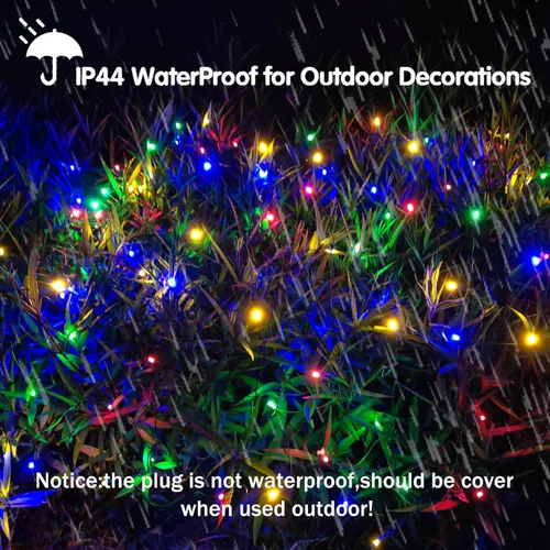 Miniatura 3 de HISHINY Red de luces LED de Navidad para exteriores, 5 x 5 pies, 100 luces LED de cable verde, conectables para interiores y exteriores, cadena
