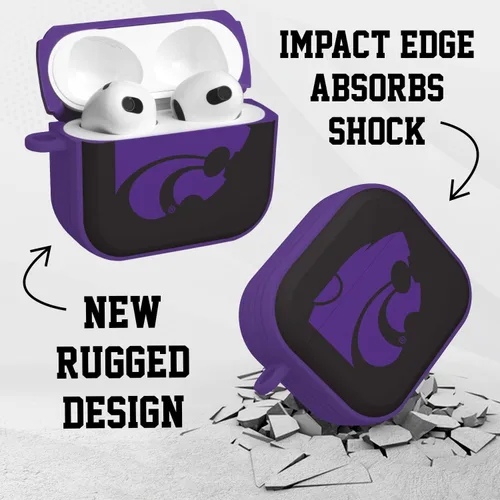 Miniatura 3 de Affinity Bands Kansas State Wildcats HDX Case Cover Compatible with Apple AirPods Gen 1 & 2 (Paint Stripe)