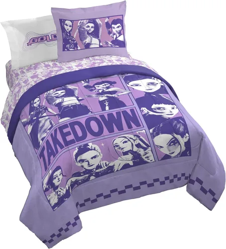 Miniatura 54 de Jay Franco Wednesday Addams - Juego de edredón tamaño individual, ropa de cama de 5 piezas, incluye juego de sábanas y fundas de almohada, ropa