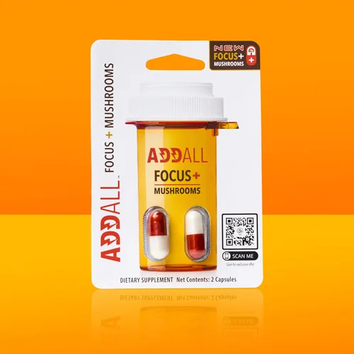 Miniatura 3 de Addall Focus + Mushrooms Suplemento de memoria (paquete de 12) #1 Suplemento alternativo eficaz para el cerebro pastillas sustitutivas nootrópicos