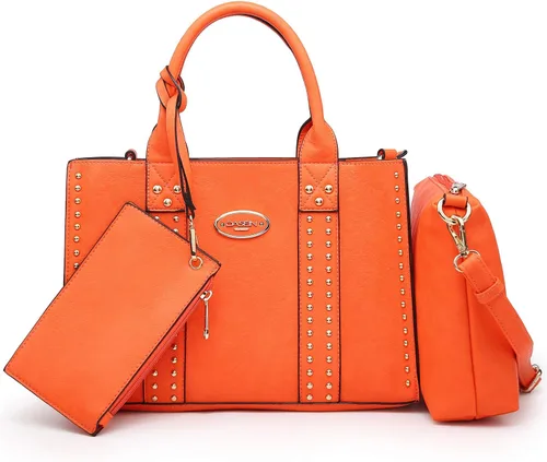 Miniatura 7 de Dasein - Bolsos y carteras de mano para mujer, set de bolso tipo bandolera con asa superior, 3 piezas Beige monograma