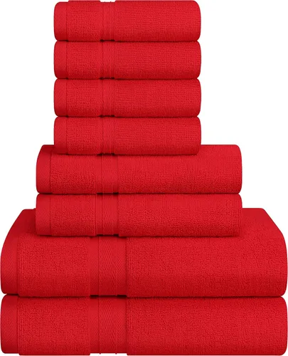 Towel and Linen - Juego de toallas Mart color borgoña, 2 toallas de baño, 2 toallas de mano y 4 paños de 2 capas de baja torsión de 600 GSM, hilado