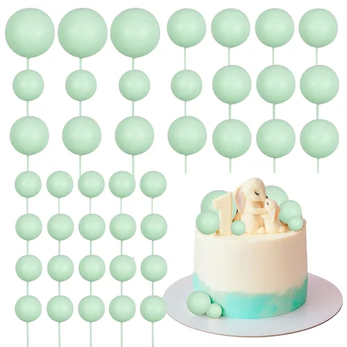 Miniatura 28 de Gyufise 30 Piezas Bolas Topper para Pastel DIY Insertables para Pastel Palillos de Bolas para Pastel Topper para Cupcakes para Fiesta de Cumpleaños