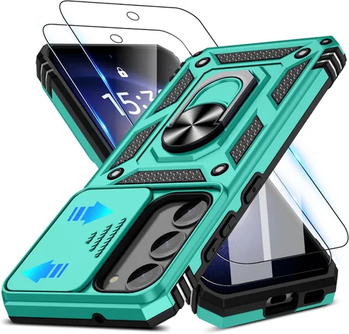 Miniatura 25 de ATUMP Funda para OnePlus Nord N200 5G con protector de pantalla HD con cubierta para cámara deslizante, soporte de anillo de rotación de 360°