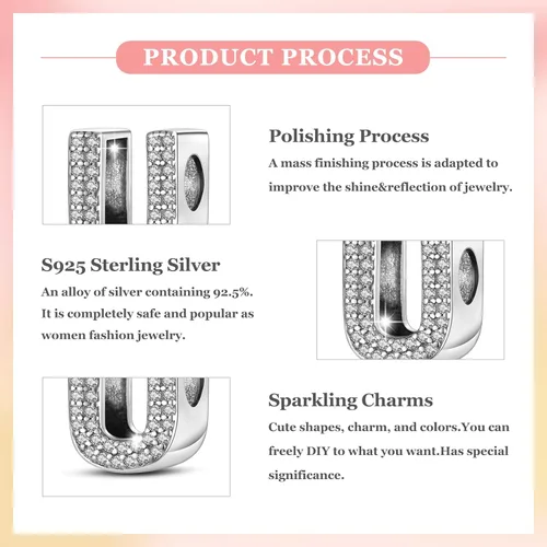 Miniatura 100 de PARCOM Dijes de letras compatibles con pulseras Pandora de plata esterlina S925 con iniciales para pulseras del alfabeto A-Z, cuentas de letras
