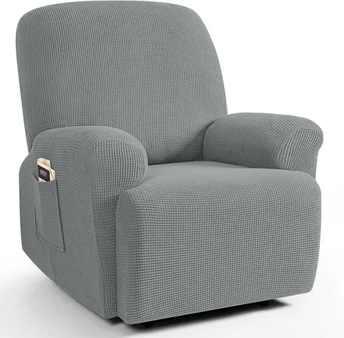 Miniatura 35 de TAOCOCO Funda reclinable de 4 piezas, funda elástica para sofá reclinable de 4 piezas, funda reclinable con 1 asiento, protector de sofá suave