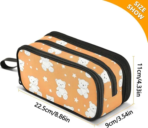 Miniatura 3 de Nylon Large Pencil Bags Cartoon Cute White Teddy Bear Stars Big Capacity Big Zipper Pencil Case Stationery for College Women estuche