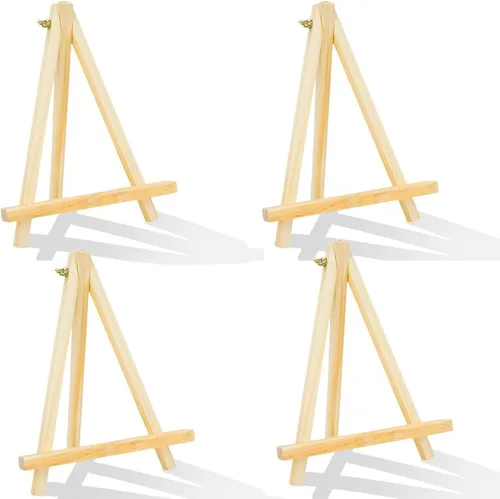 Paquete de 4 caballetes de madera de pino de 9 pulgadas, soporte de caballete para pintar lienzos, arte y manualidades, trípode, caballete de fiesta
