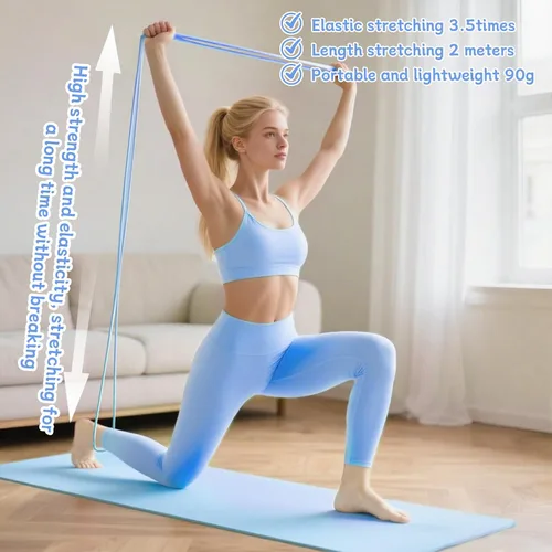 Miniatura 2 de Figura 8 Banda de resistencia, bandas de ejercicio para hombres y mujeres con asas, equipo de fitness para el hogar de yoga, pilates, (azul)