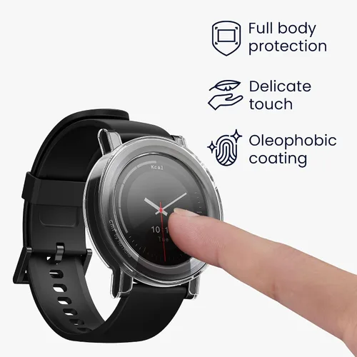 Miniatura 3 de kwmobile Funda compatible con CMF Watch 3 Pro Covers - Vidrio templado 2X con marco de plástico - Transparente/Negro