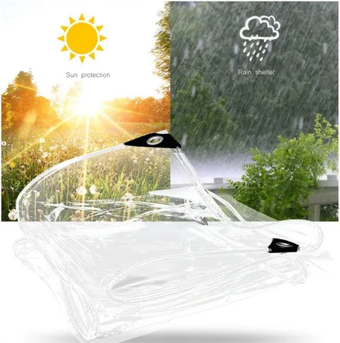 Miniatura 4 de QWEASDF Lona transparente, impermeable, lona de vinilo transparente con ojales, resistente al desgarro y al frío para plantas, invernadero, techo