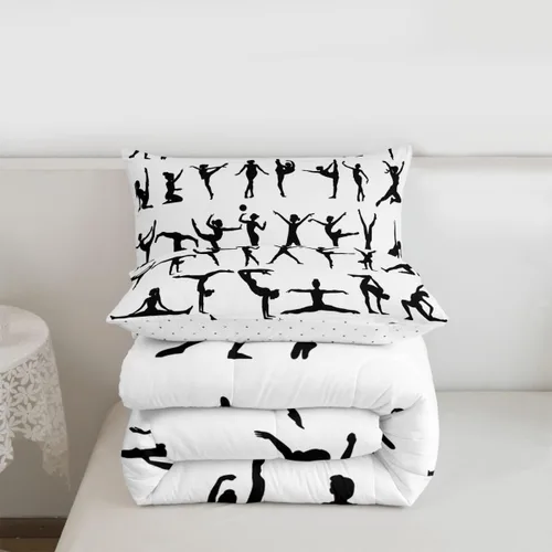 Miniatura 20 de Erosebridal Juego de ropa de cama de princesa de ballet, tamaño Queen, juego de edredón de 3 piezas para niñas bailarinas de ballet, lindo juego