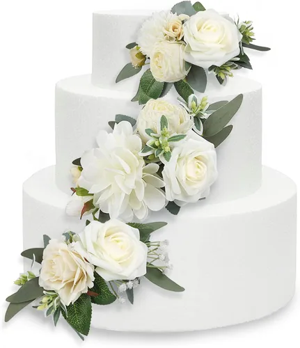 Miniatura 14 de Rinlong 3 piezas de decoración de pastel de flores azules para bebé, decoraciones de pastel, topper de pastel para boda, decoración de pastel